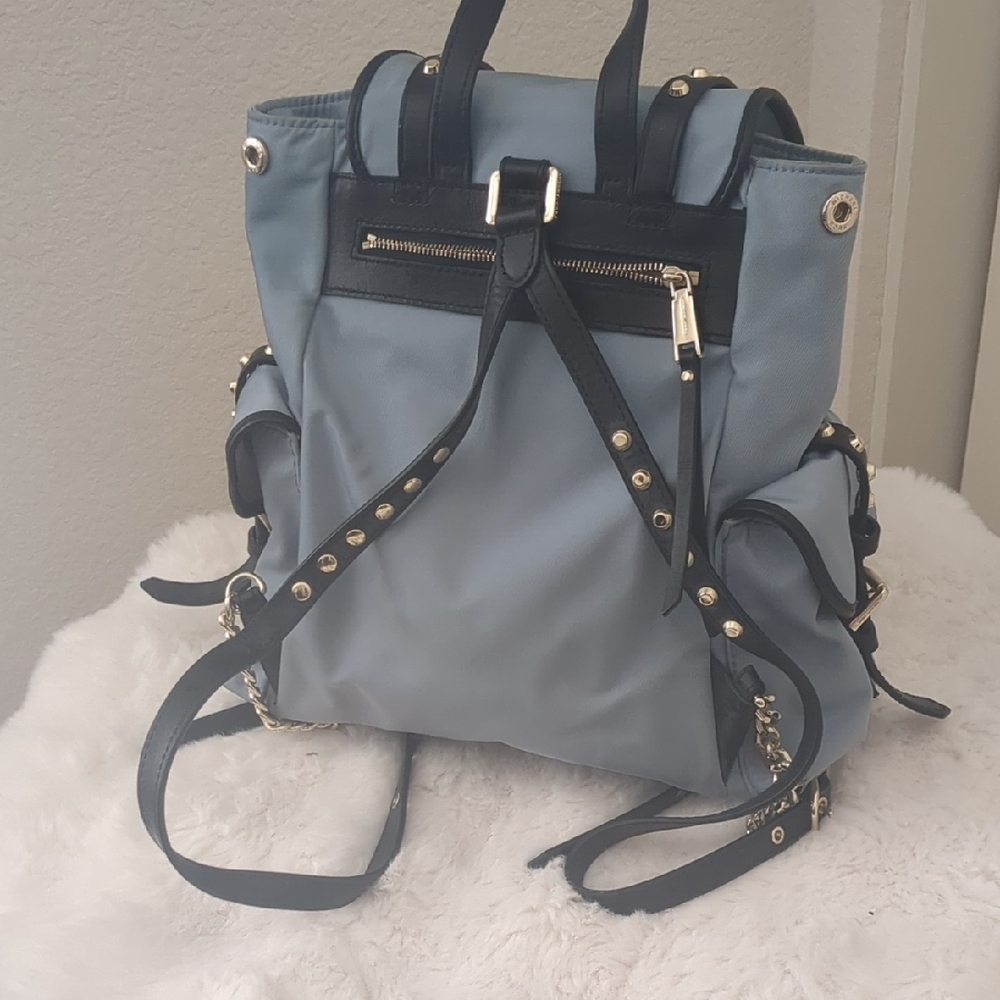 Michael Kors Light Blue Backpack with Black Straps and Gold Hardware - Picture 3 of 12